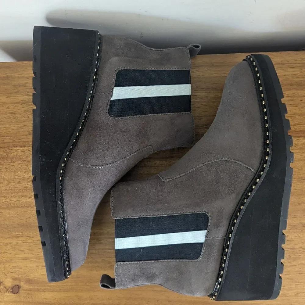 Cecelia New York Gray Gemma Boots 7 1/2 Rebel Punk Whimsigoth Capsule Chic